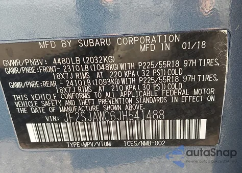 2018 Subaru Forester 2.5I Touring z USA, uszkodzony, nr VIN JF2SJAWC6JH541488